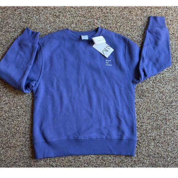 NWT ZARA Girsl Printed Washed Sweatshirt Blue/Purple Size 13/14 - Picture 3 of 7